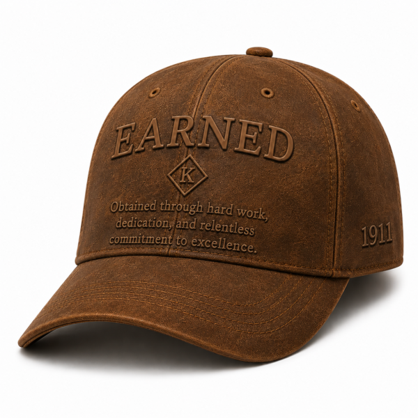 Earned brown structured cap front view