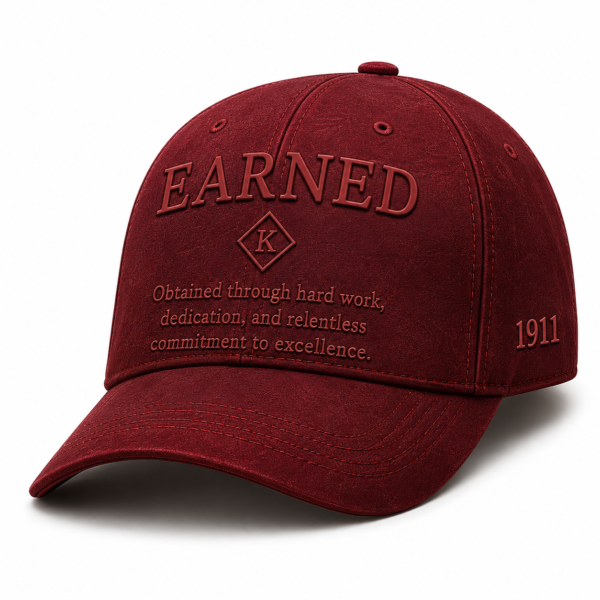 Earned crimson structured cap front view